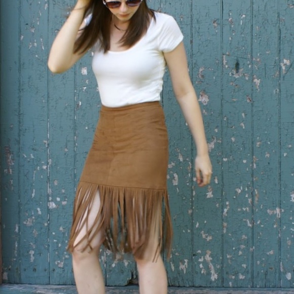 Free People Dresses & Skirts - Fringe Suede Boho Tassel Skirt